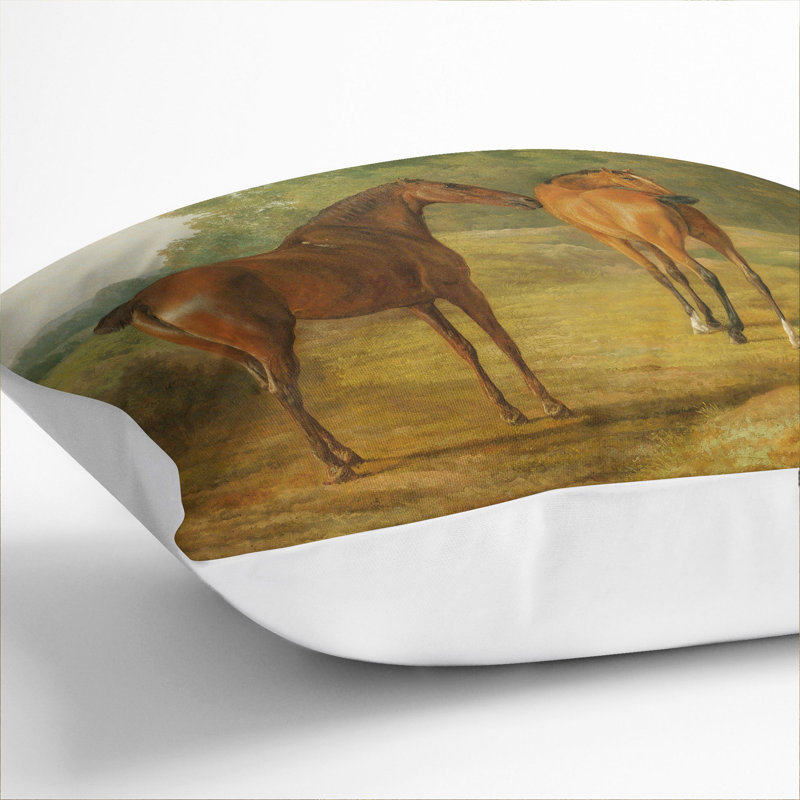 Horses And Hound Square Throw Cushion, White, 55cm H x 55cm W x 20cm D
