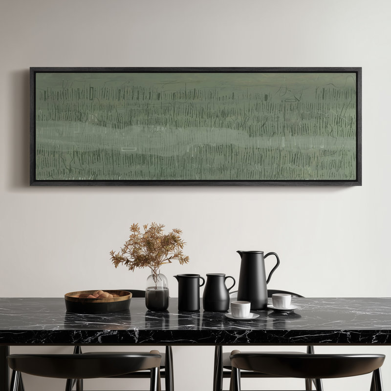 Très grand art mural rétro encadré pour art classique, H 20 po x l 60 po, Noir
