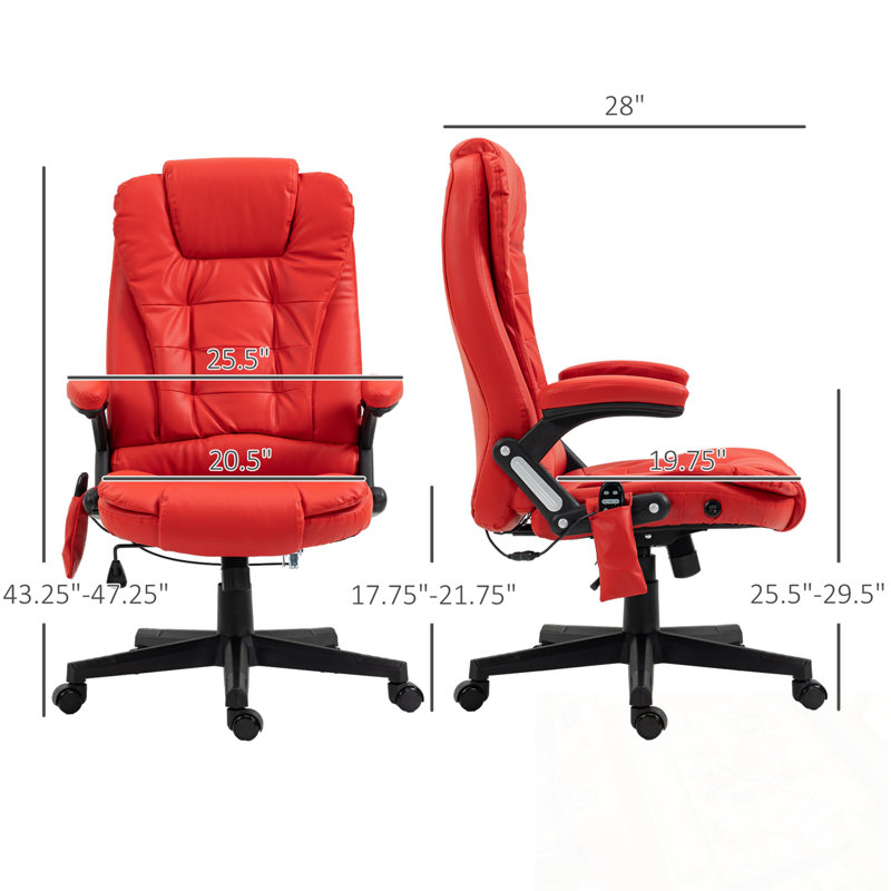 Fauteuil de bureau à massage vibrant avec chaleur, accoudoirs et télécommande
