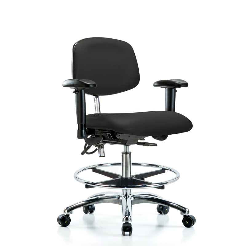 Chaise en vinyle ESD, Noir, Roulettes, Non inclus