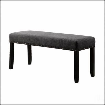 Fabric Dining Bench with Nailhead Trim, Grey