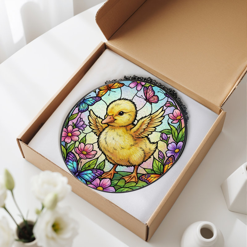 Panneau de vitrail papillon 7,8 "H Duck, H 7,8 po x l 7,8 po