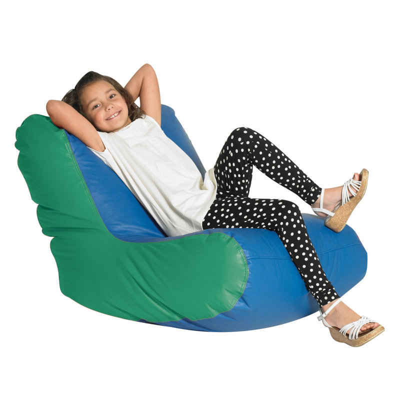 Chaise longue Vegan, Similicuir bleu / vert