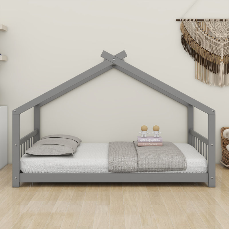 Lit en bois House House, Gris, Lit double