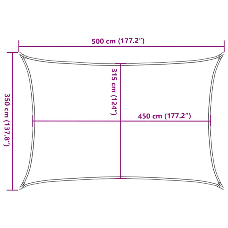 Arson Sunshade Sail 160 G/M² Anthracite 2X4.5 M HDPE, Brown, 3m x 6m
