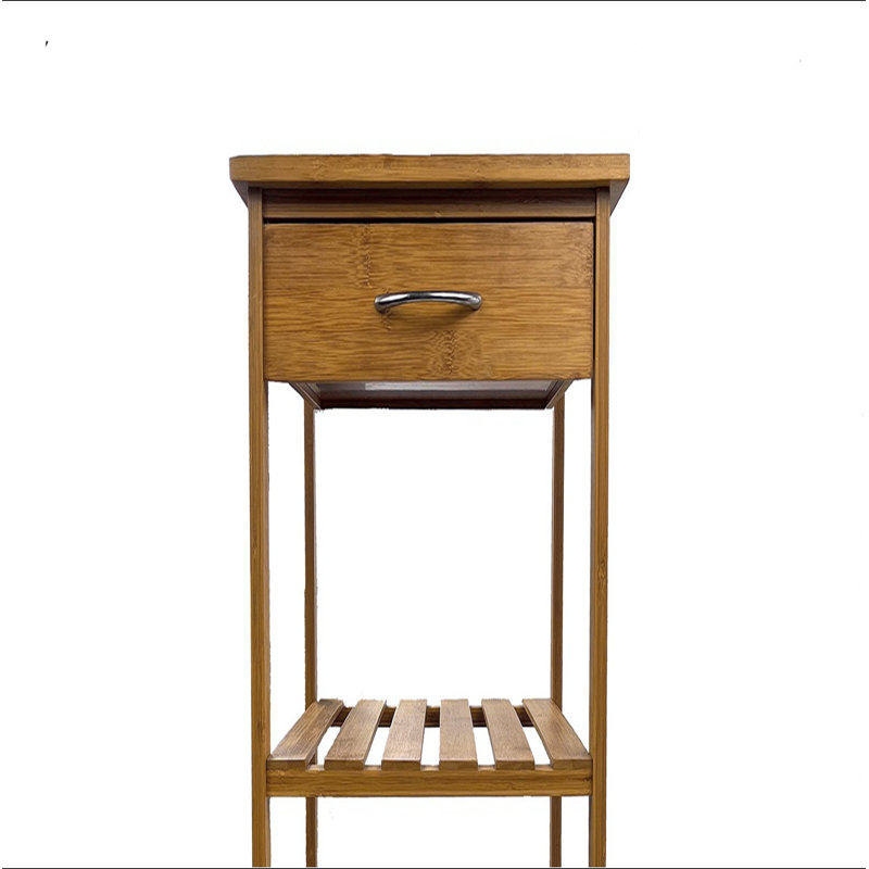 Chariot moderne moderne avec trois tablettes ouvertes et un tiroir de rangement