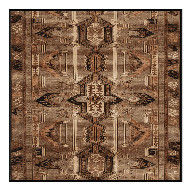 Machine Washable Turkish Brown Area Rug, Square 8'