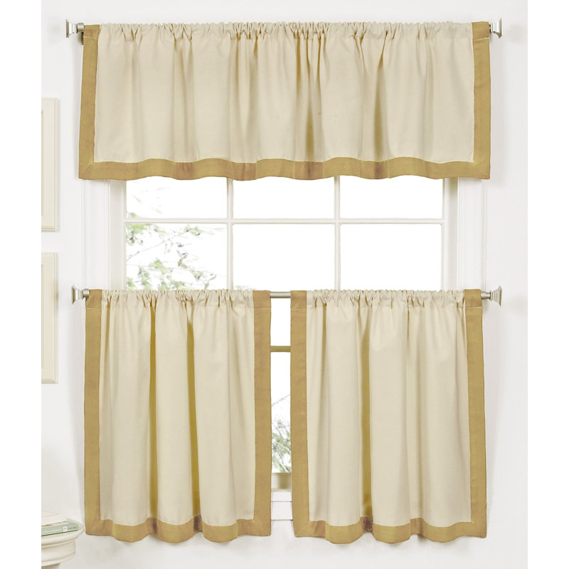 Horvath Cotton Tailored Cafe Curtain, 24" H x 30" W, Gold