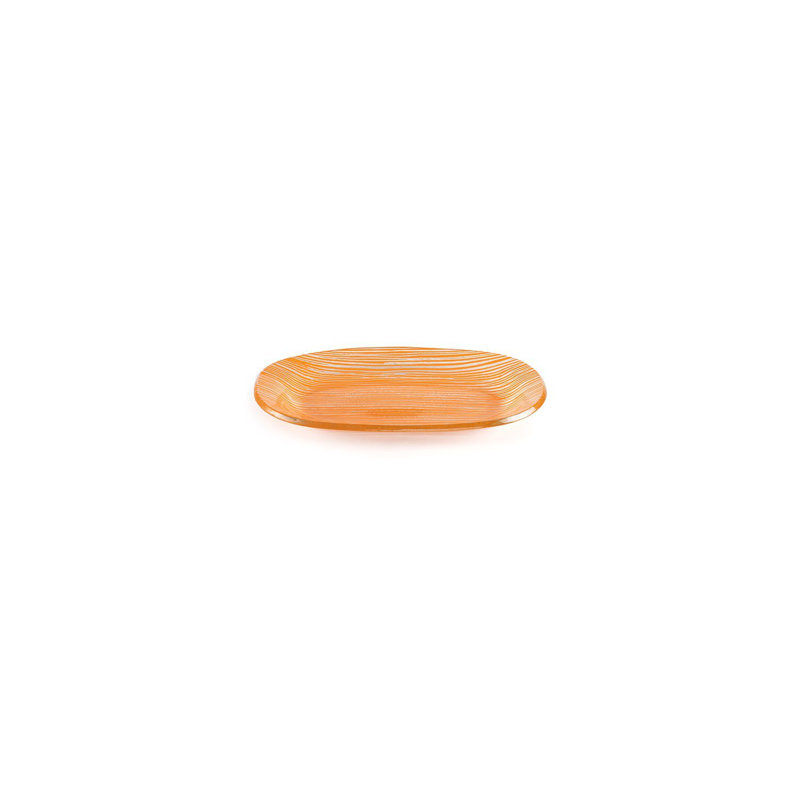 Vaisselle en verre 7,75 po x 4,25 po x H: plateau de verre ovale 0,5 po (ensemble de 4), Orange