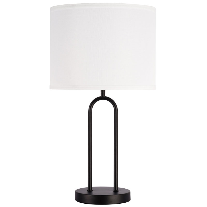  Isla Table Lamp with White Linen Shade, Black