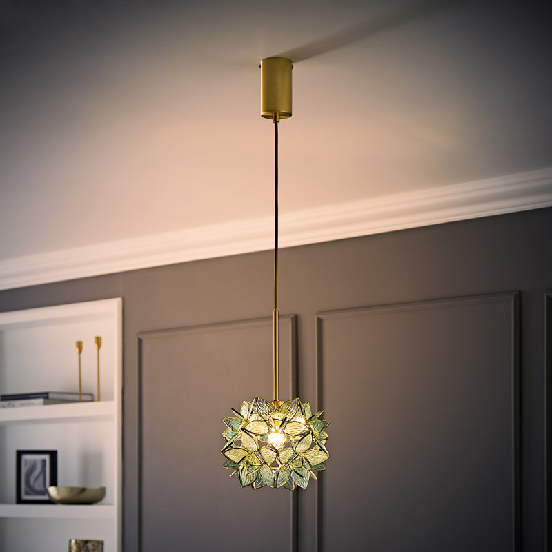 Allissia 1 - Light Brushed Gold Pendant, Green