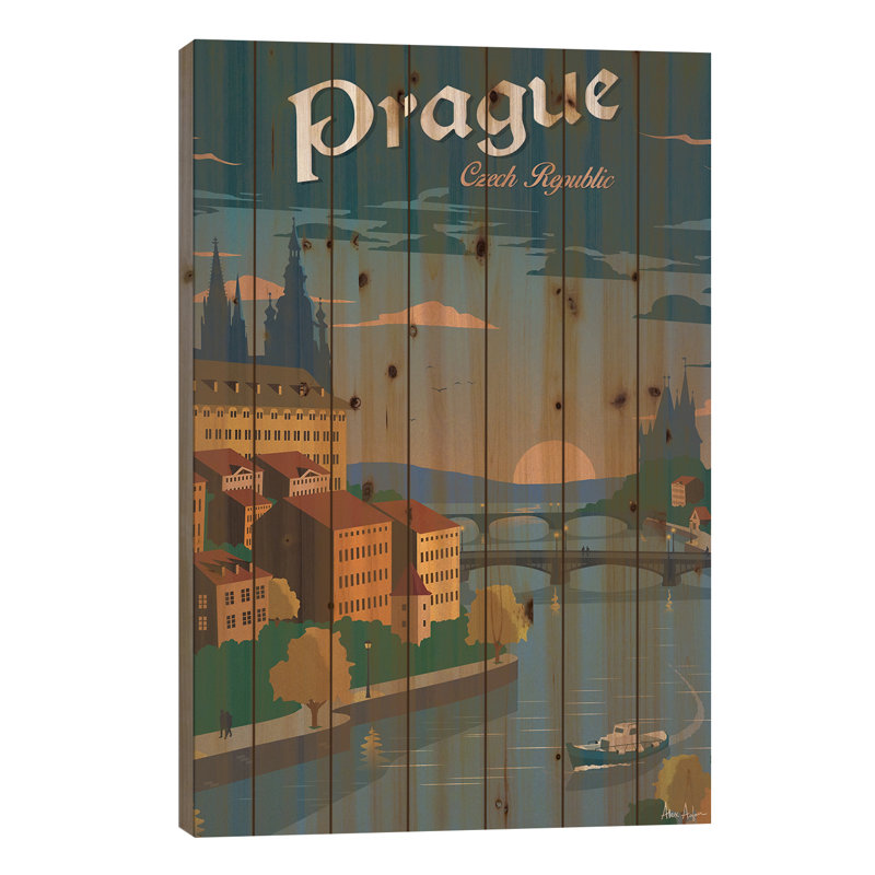 «Prague» par IdeaStorm Studios - impression sur bois sans cadre, L 18 po x H 26 po