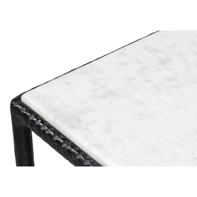 White Marble and Black Iron Rectangular Console Table