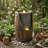 24.8" Rustic Barrel Outdoor Water Fountain With Led Lights, Weather-Resistant Resin Garden Waterfall For Patio And Backyard-130119580