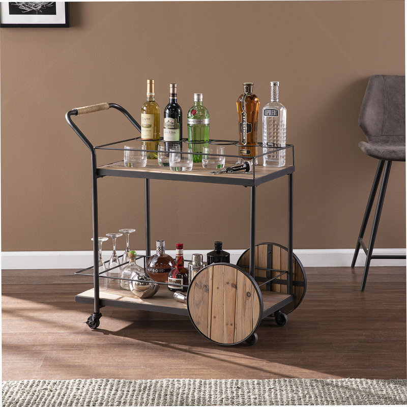 Chariot-bar en bois récupéré Pemton