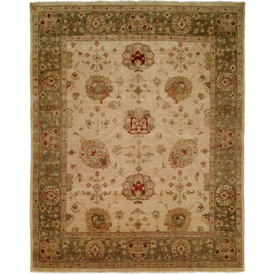 Ivoire en laine noué à la main oriental/brun/vert Tapis décoratif