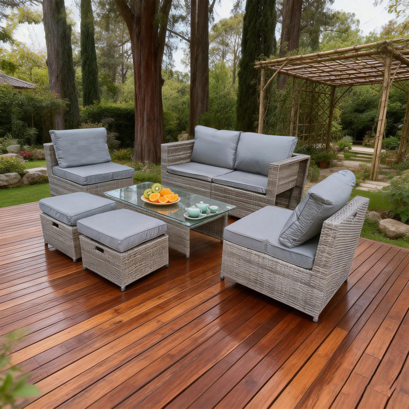 6 - Person Patio Dining Set with Rectangular Table , Cushions Included