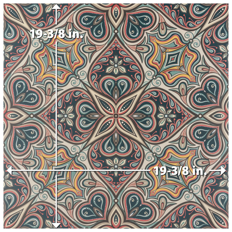 Imagine Tapestry Mandala 19.4" x 19.4" Porcelain Moroccan Wall & Floor Tile
