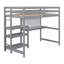 Lit mezzanine simple en bois avec tablettes, bureau, tableau d'écriture - ornement gris 3 po-869509118-869509117