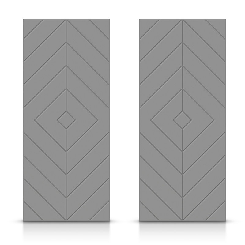 Portes de placard coulissantes à panneaux en bois manufacturé, Gris clair, 48 po x 84 po
