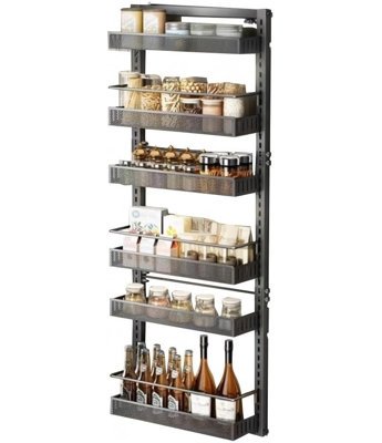 6 Tier Pantry over the Door Organizer, Adjustable Height Carbon Steel Door Shelf Organizer, Wall-Mounted&Hanging over the Door Spice Rack, Detachable&Scratch-Resistant