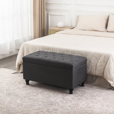 31 Inches Upholstered Tufted Storage Ottoman Bench