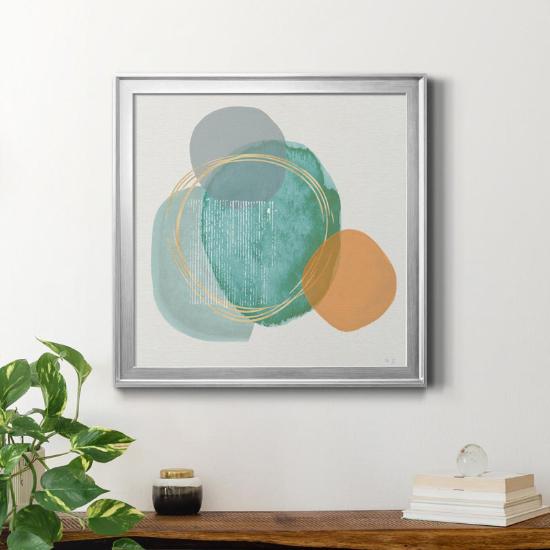 River Jewels II - peinture sur toile encadrée, H 34,5 po x l 34,5 po x P 1,5 po, Argent