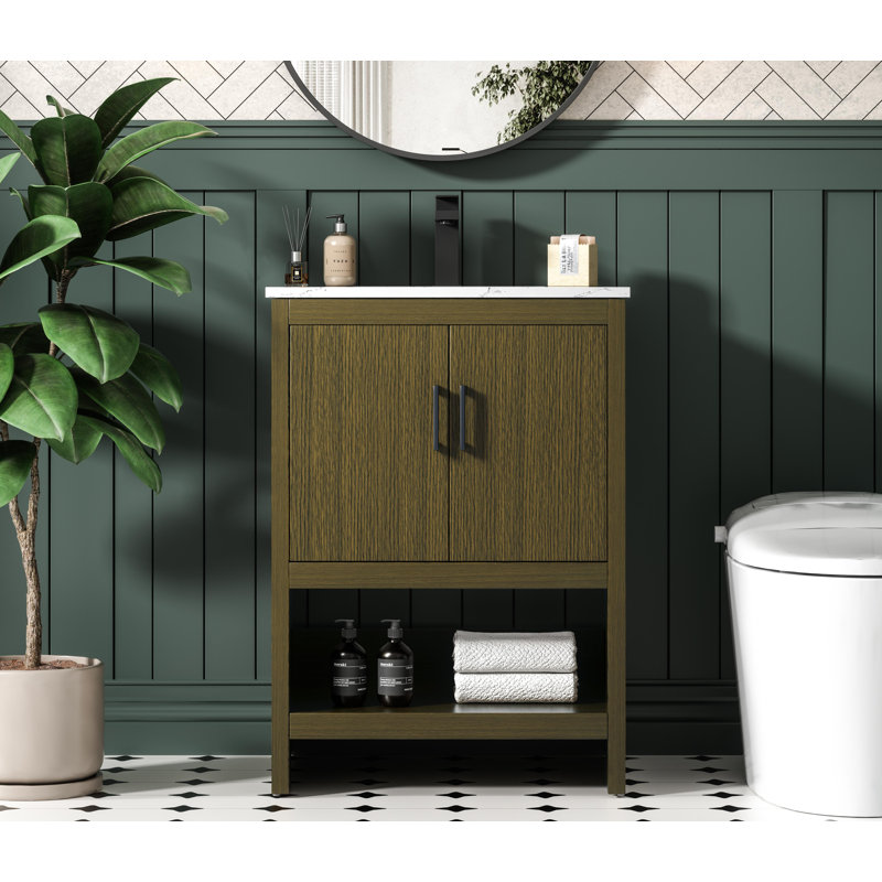 Kirkbride 24 inch Single Bathroom Vanity, Chestnut Brown