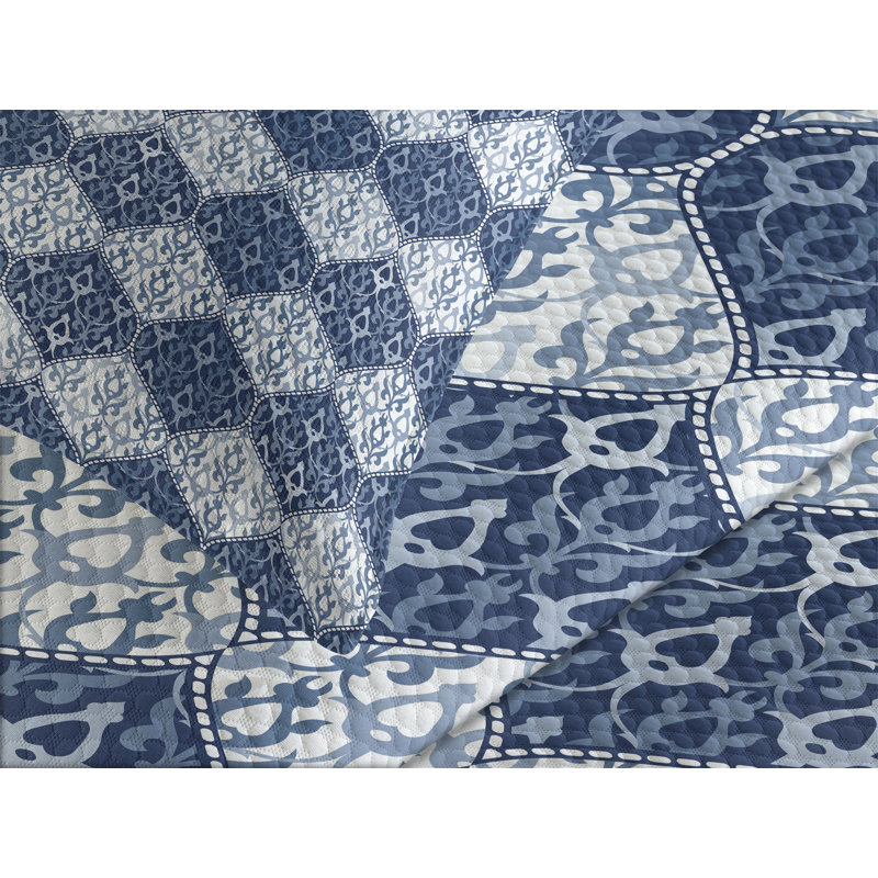 Ambesonne Ambesonne Navy Bedspread Oriental Patchwork