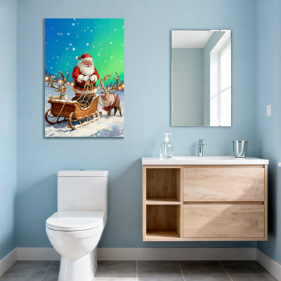 Noël, père Noël, renne, traîneau, neige, scène de Noël