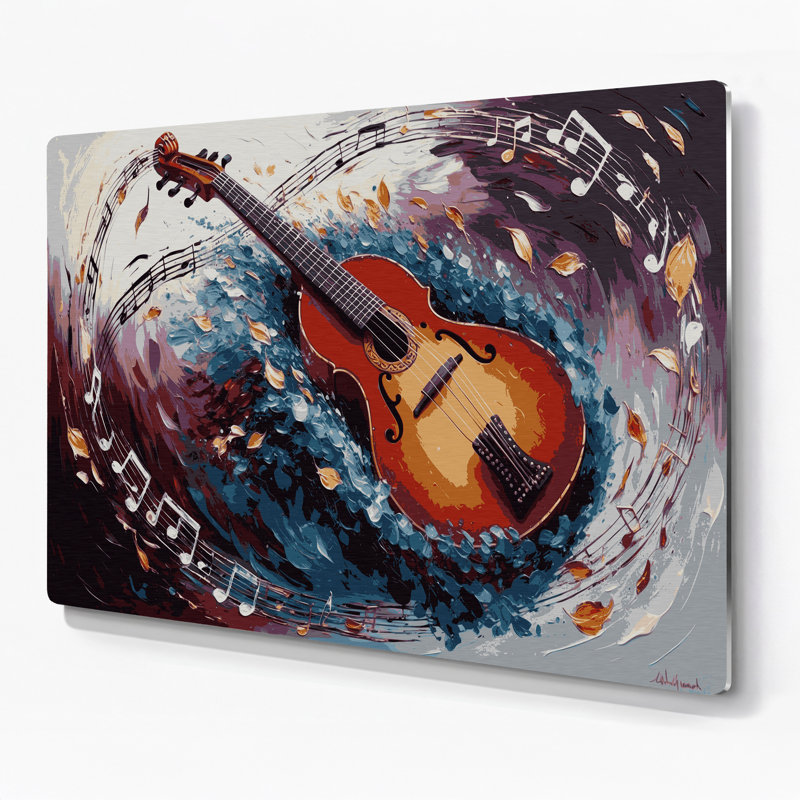 «Music Balalaika Brown», art mural en métal, H 11 po x l 14 po
