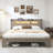 Wood Platform Bed Frame - Headboard with Storage,LED Light and 2 USB , No Box Spring Needed ,Large Under Bed Storage-2139011067-2139011066