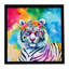 Hippie, tigre blanc, impression sur métal encadrée