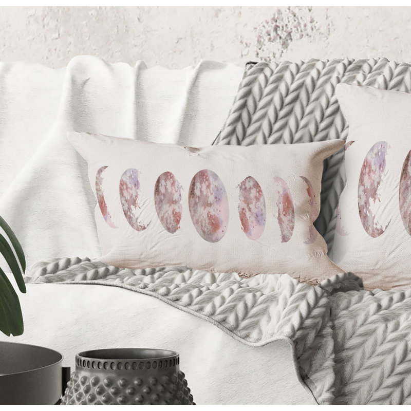 Rectangle,Moon Phases - Modern Printed Throw Pillow