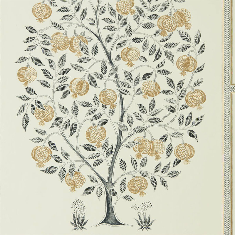 Anaar Tree Wallpaper, Charcoal/Gold
