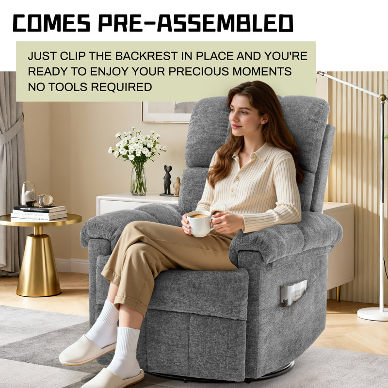 Recliner Chair,Rocker Recliners for Adults, Small Recliners for Small Spaces, Manual Recliner with Side Pockets for Living Room Bedroom