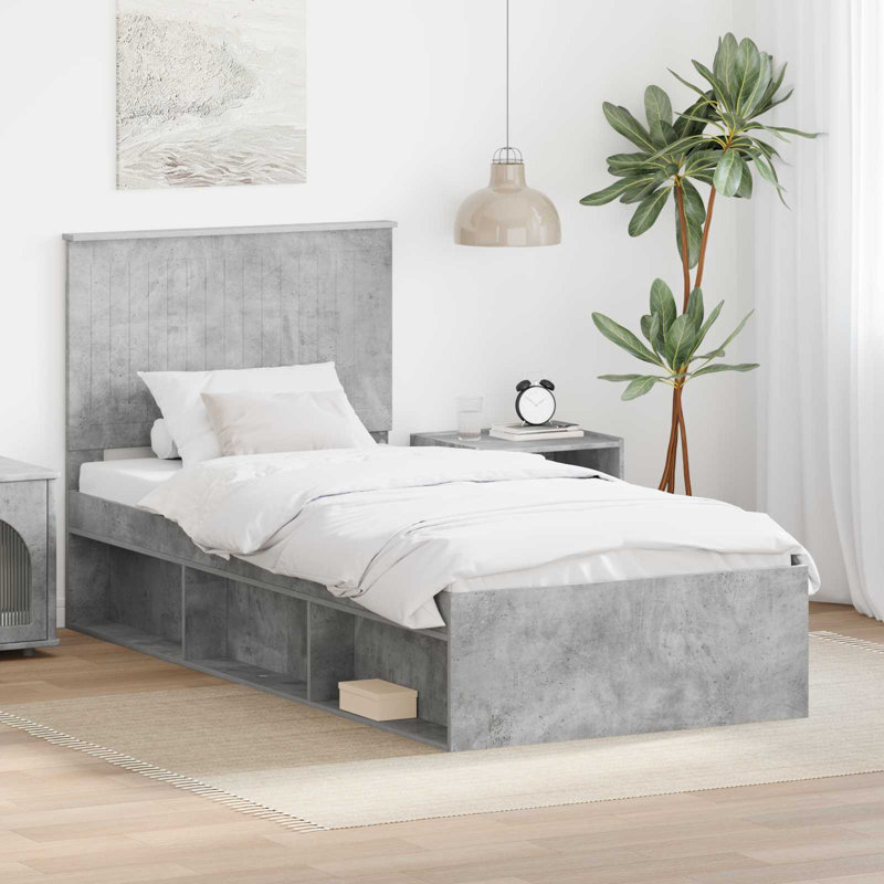 Solid Wood Bed, Concerte Grey, Single (3')