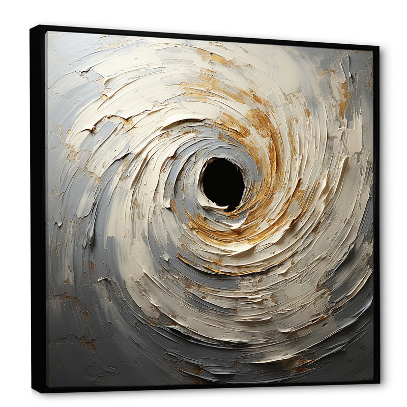 Miranda - art mural abstrait à spirales abstraites, H 36 po x l 36 po x P 1,5 po, Toile avec cadre flottant noir