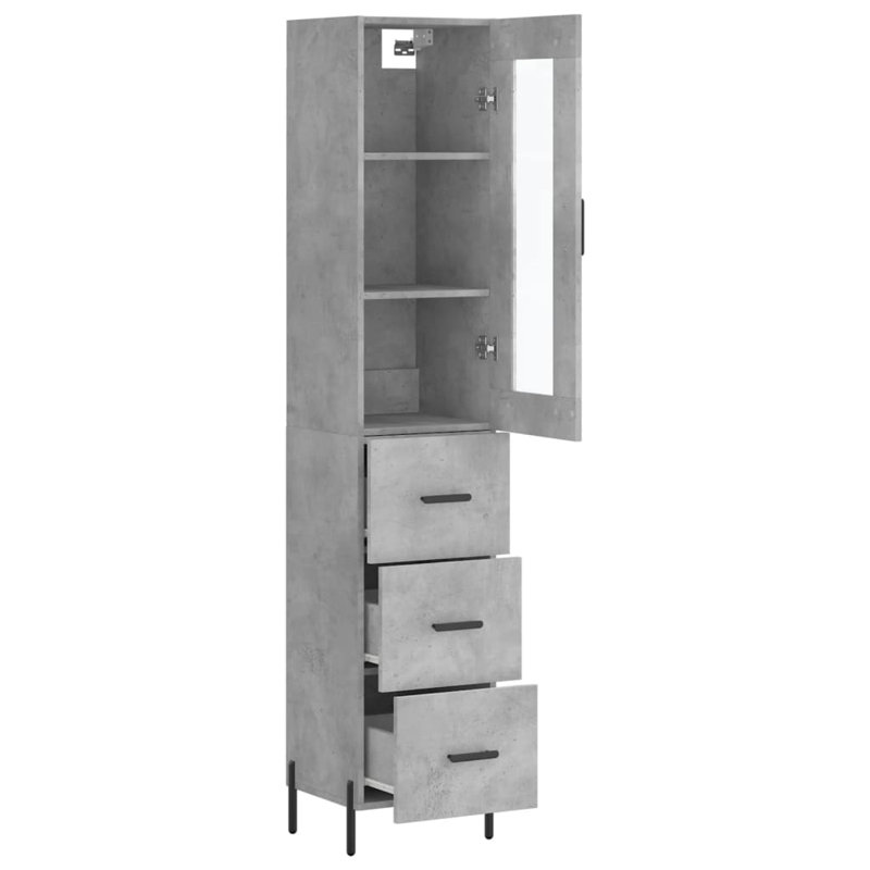 Mikiyah Display Cabinet, Concrete Grey