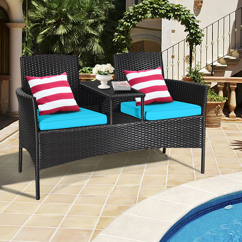 Hymes Outdoor Bench, Blue