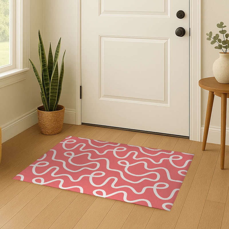 Squig Indoor Doormat, Vieux rose, L 60 po x L 84 po