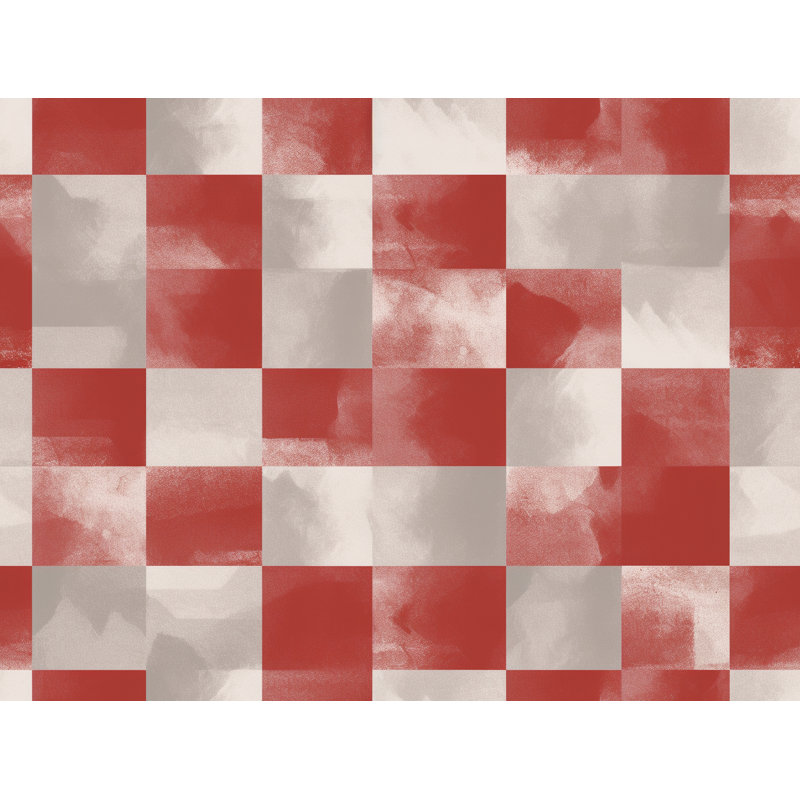 Checkered Comforter, Twin Comforter, Red/Silver Checkered