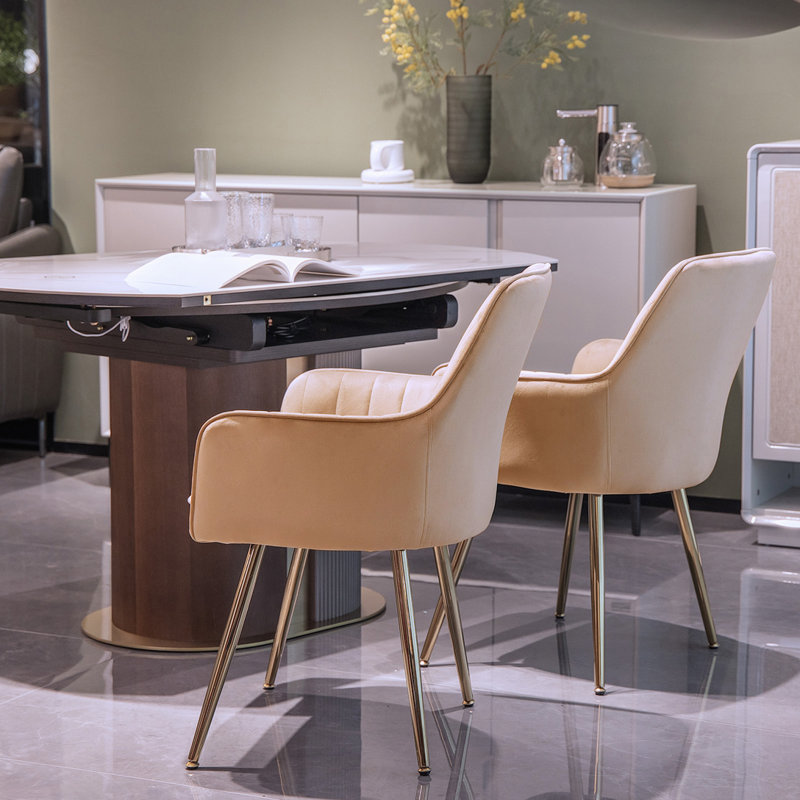 Chaises d'appoint avec pieds en métal, Beige