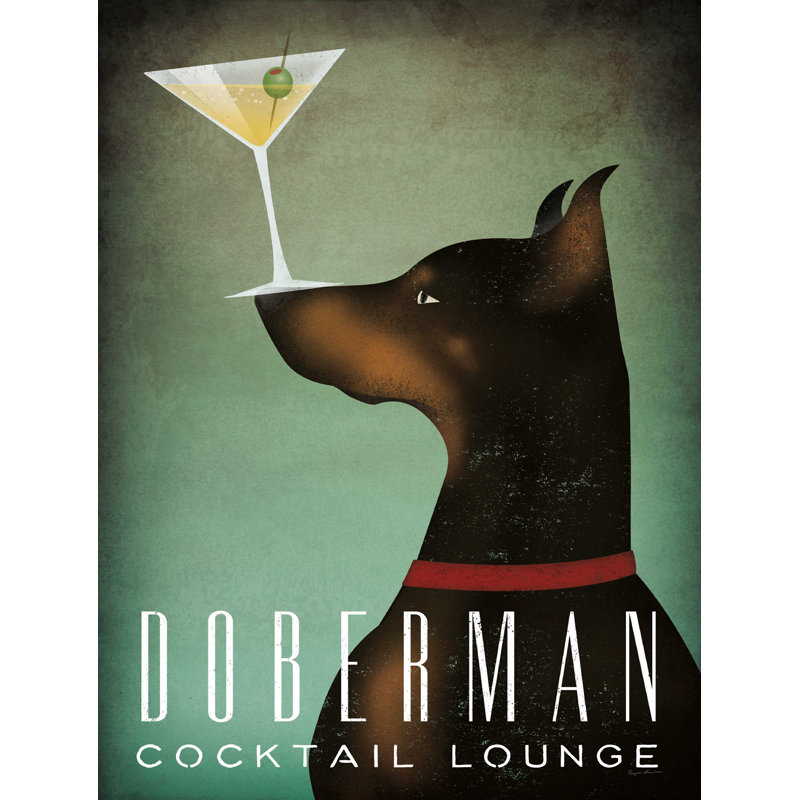 Doberman Martini - Wrapped Canvas Print, 16" H x 12" W  