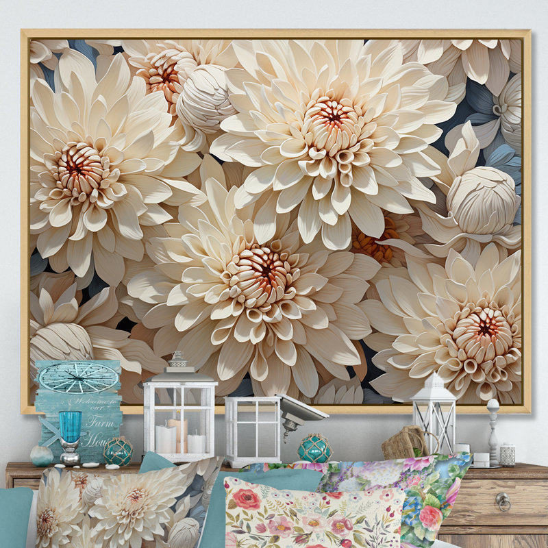 Impression sur toile Pure Pure Chrysanthemums Magic IV, H 12 po x l 20 po x P 1 po, Cadre naturel flottant