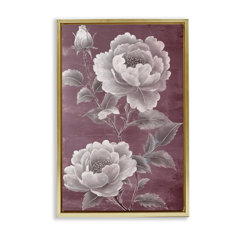 Cadre flottant Chambermaid Rose Blossoms, design par Annabelle Hall, H 25 po x l 17 po, Cadre flottant métallique doré