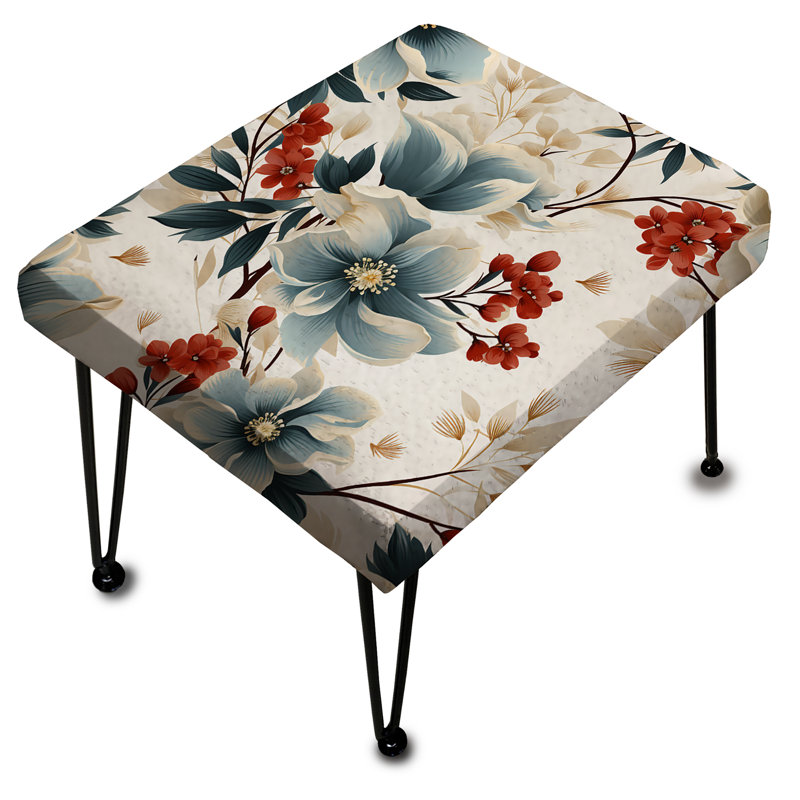 Motif floral rouge et blanc zen asiatique - Repose-pieds rectangulaire floral