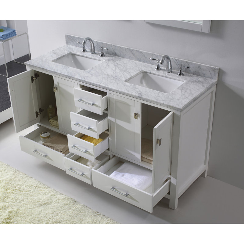 Base de meuble-lavabo double 59,2 po Zaair, Blanc