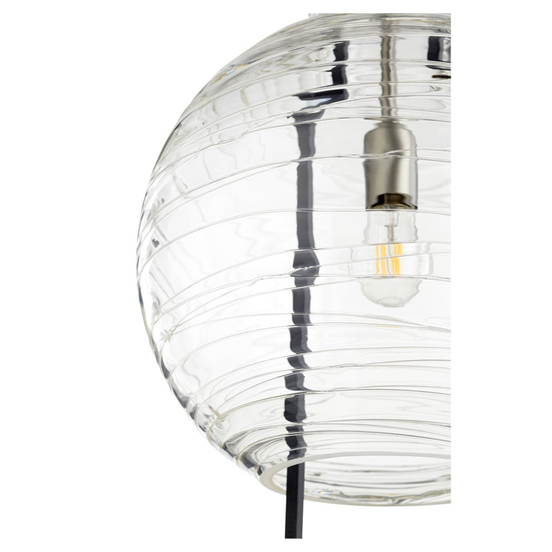 Dinah 1 - Light Single Pendant, Noir w/ Satin Nickel, 18.75" H x 9.5" W x 9.5" D