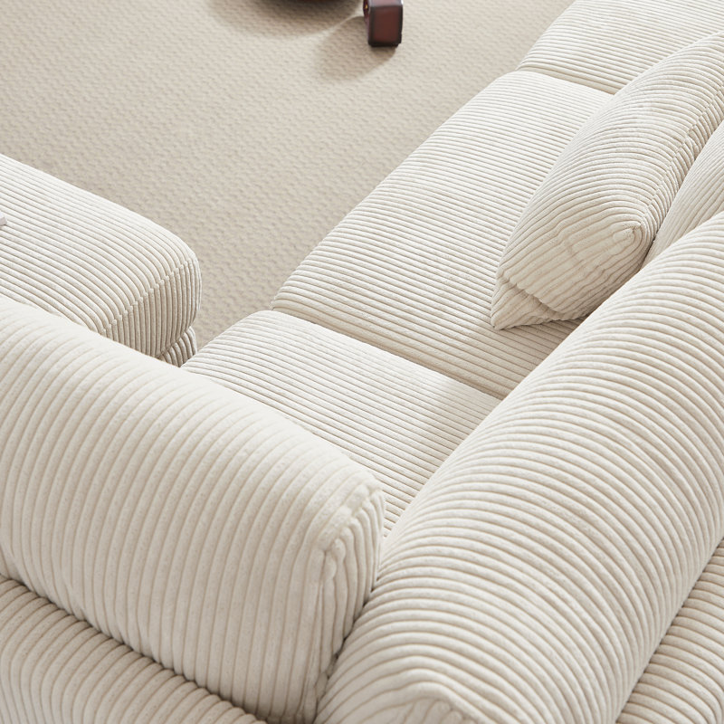 Canapé modulaire rembourré 4 pièces Norco, Velours côtelé beige
